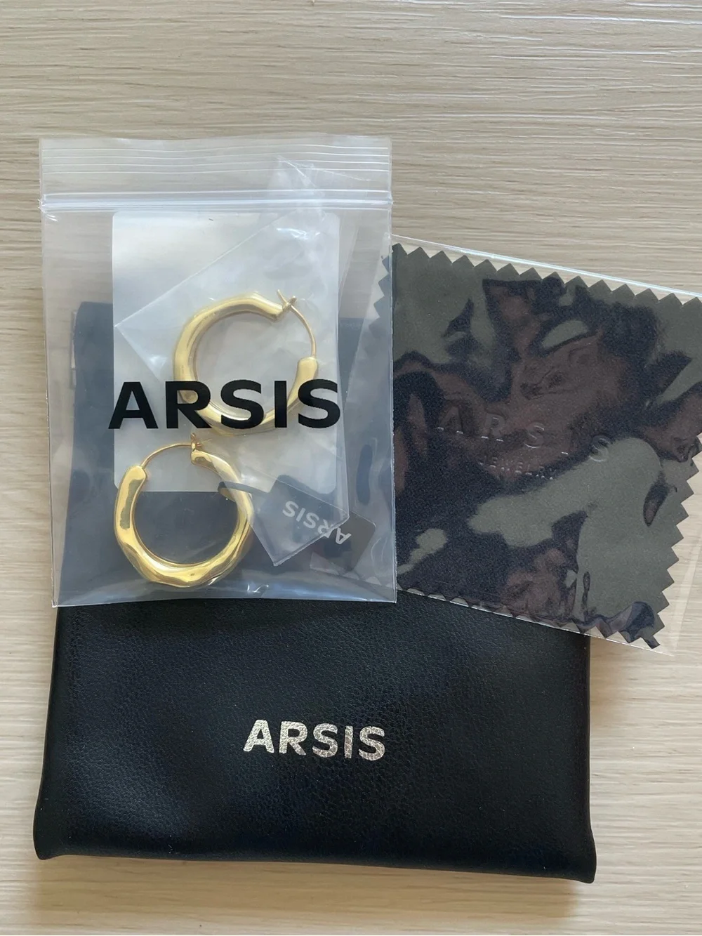 ARSIS 18K Gold Plated Sculptural Textured Hoop Earrings
